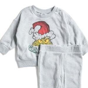 NWT GRINCH Infant Boys 2pc The Grinch Fleece Set graphic front